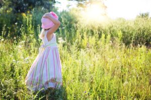 little girl wildflowers meadow 2516582